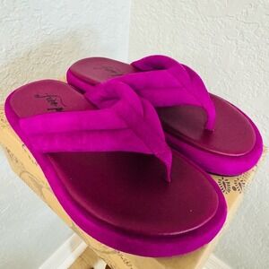 FREE PEOPLE Wonderland Leather Sandal Flip Flop, Size 8, Purple, NWT